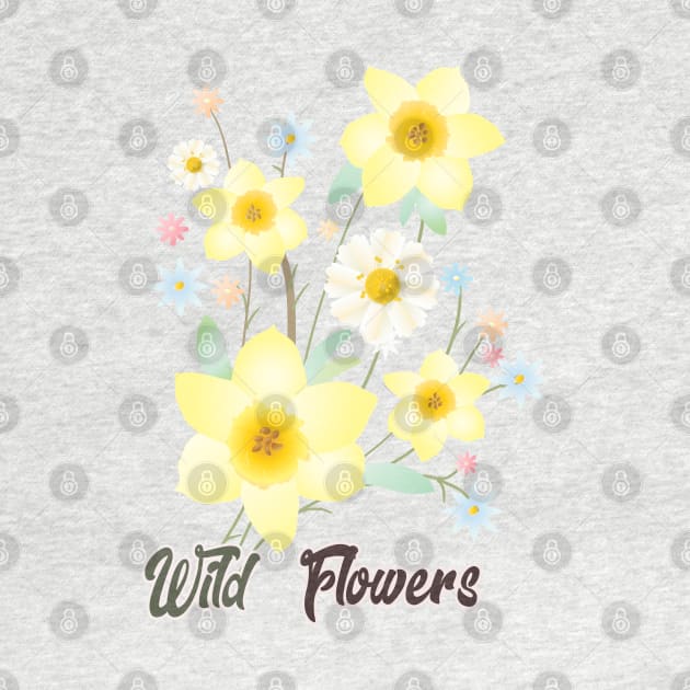 Wildflowers Watercolor Painting Pattern Beautiful Gifts, Daffodil Yellow Flowers, Floral Modern Design Spring Time Birthday, Funny Summer Anniversary, Holiday Presents for girl, for woman, kids by sofiartmedia